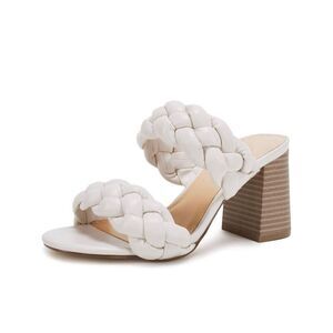 NEW Braided Heeled Sandals Open Toe Backless Chunky Heels Shoes 7